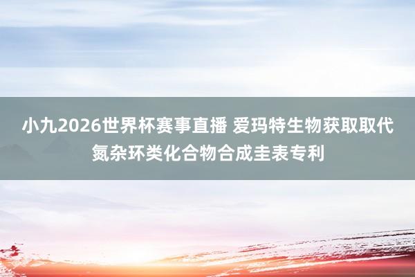小九2026世界杯赛事直播 爱玛特生物获取取代氮杂环类化合物合成圭表专利