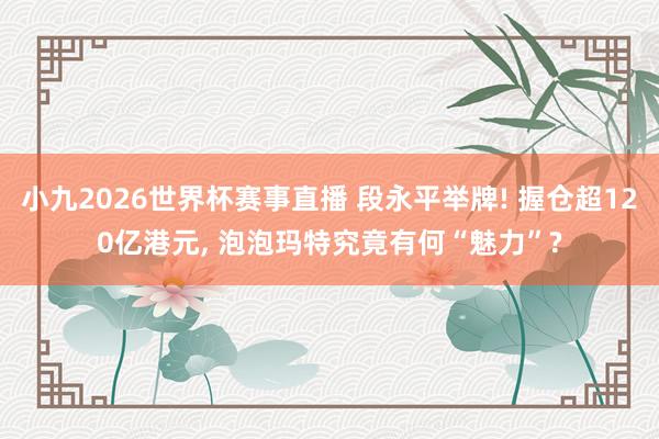 小九2026世界杯赛事直播 段永平举牌! 握仓超120亿港元, 泡泡玛特究竟有何“魅力”?