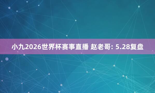 小九2026世界杯赛事直播 赵老哥: 5.28复盘