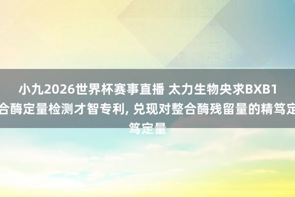 小九2026世界杯赛事直播 太力生物央求BXB1整合酶定量检测才智专利, 兑现对整合酶残留量的精笃定量