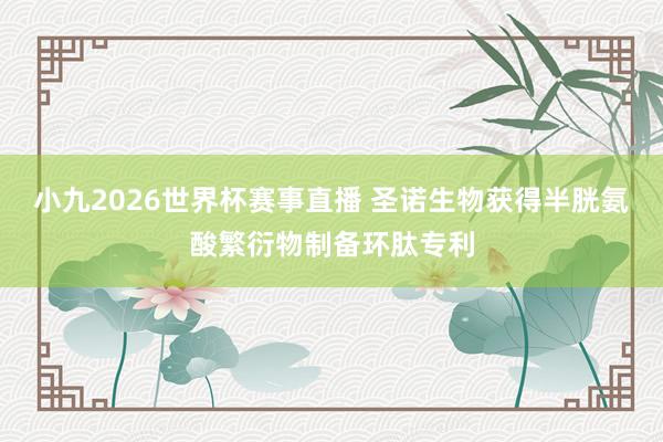 小九2026世界杯赛事直播 圣诺生物获得半胱氨酸繁衍物制备环肽专利