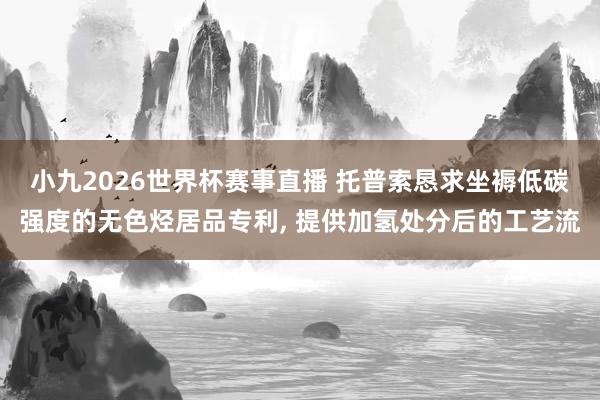 小九2026世界杯赛事直播 托普索恳求坐褥低碳强度的无色烃居品专利, 提供加氢处分后的工艺流