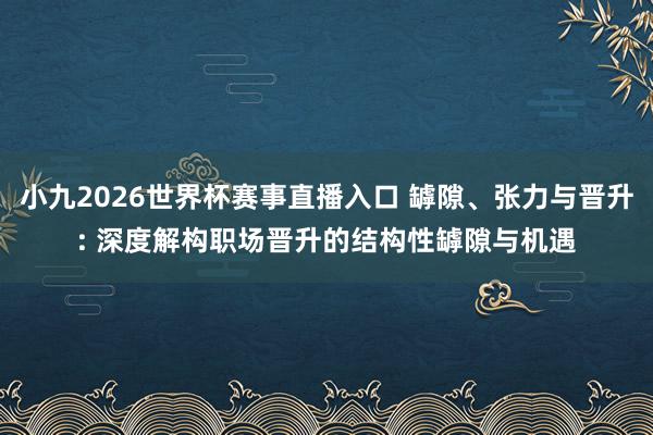 小九2026世界杯赛事直播入口 罅隙、张力与晋升: 深度解构职场晋升的结构性罅隙与机遇