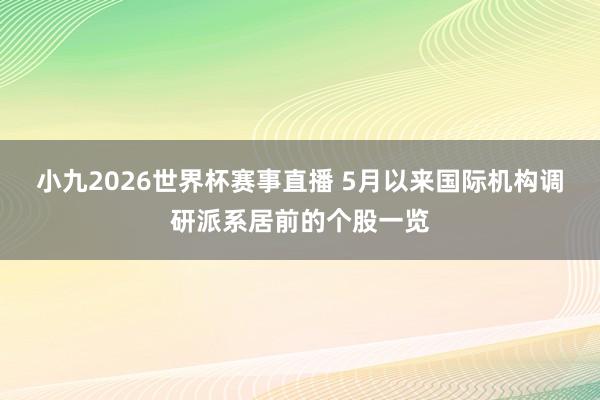 小九2026世界杯赛事直播 5月以来国际机构调研派系居前的个股一览