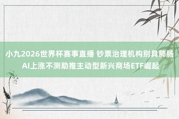 小九2026世界杯赛事直播 钞票治理机构别具肺肠 AI上涨不测助推主动型新兴商场ETF崛起