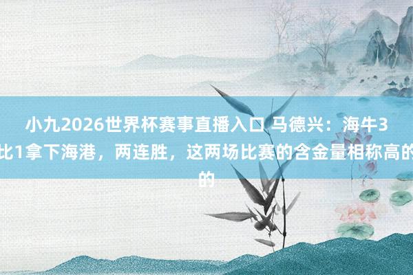 小九2026世界杯赛事直播入口 马德兴：海牛3比1拿下海港，两连胜，这两场比赛的含金量相称高的