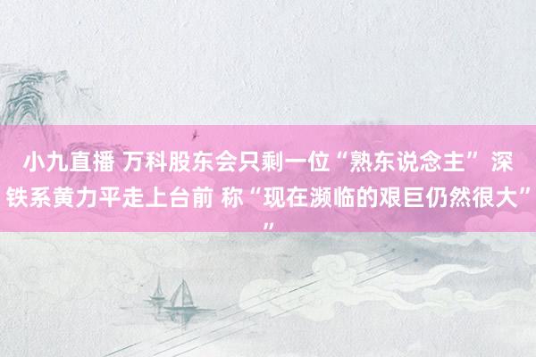 小九直播 万科股东会只剩一位“熟东说念主” 深铁系黄力平走上台前 称“现在濒临的艰巨仍然很大”