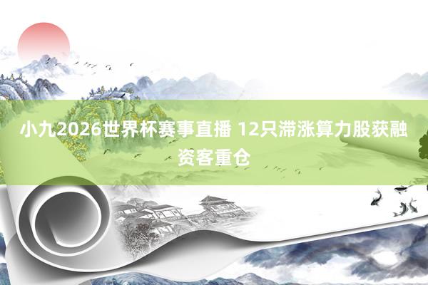 小九2026世界杯赛事直播 12只滞涨算力股获融资客重仓