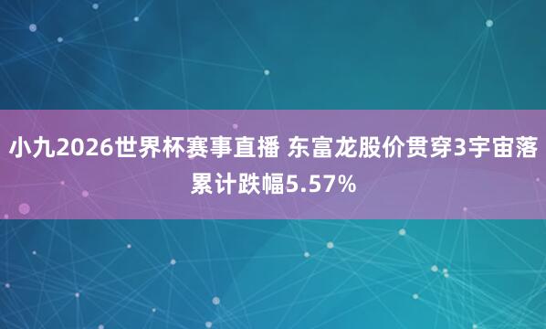 小九2026世界杯赛事直播 东富龙股价贯穿3宇宙落累计跌幅5.57%