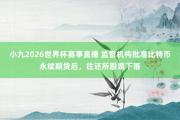 小九2026世界杯赛事直播 监管机构批准比特币永续期货后，往还所股票下落