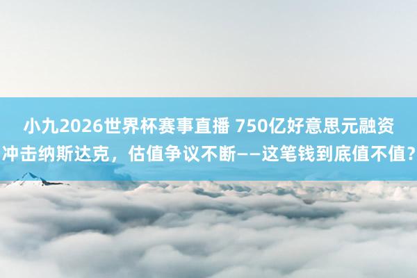 小九2026世界杯赛事直播 750亿好意思元融资冲击纳斯达克，估值争议不断——这笔钱到底值不值？