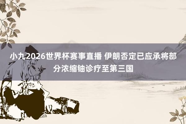 小九2026世界杯赛事直播 伊朗否定已应承将部分浓缩铀诊疗至第三国