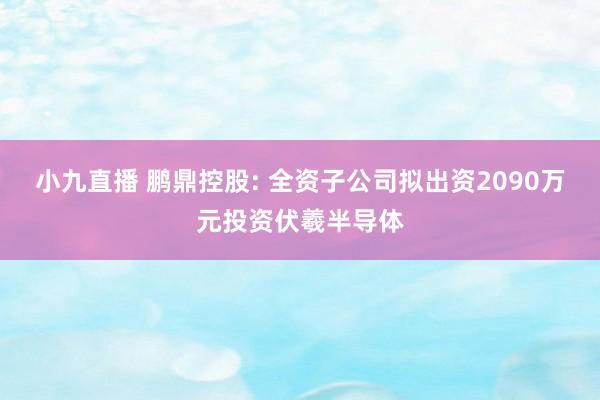 小九直播 鹏鼎控股: 全资子公司拟出资2090万元投资伏羲半导体