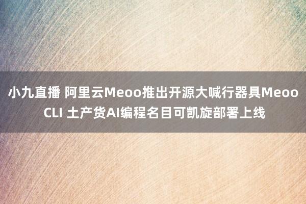 小九直播 阿里云Meoo推出开源大喊行器具Meoo CLI 土产货AI编程名目可凯旋部署上线