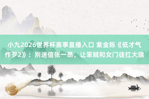 小九2026世界杯赛事直播入口 紫金陈《低才气作歹2》:别迷信张一昂,让笨贼和女门徒扛大旗