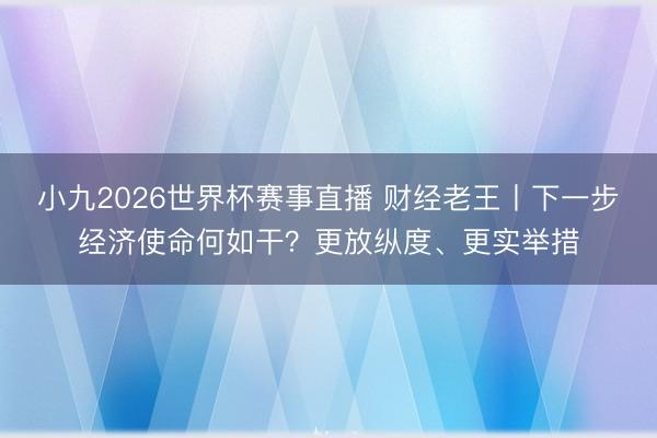 小九2026世界杯赛事直播 财经老王丨下一步经济使命何如干？更放纵度、更实举措
