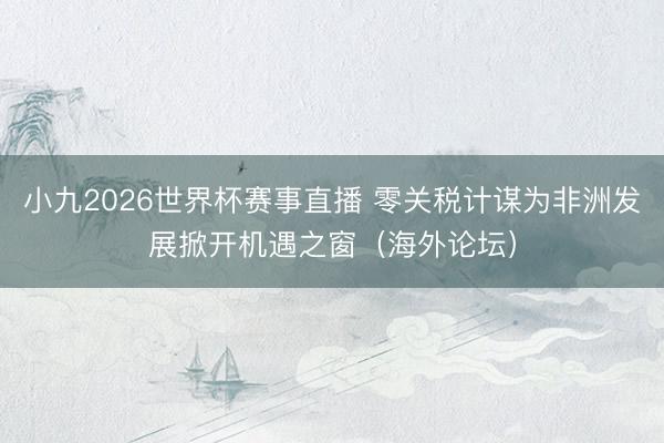 小九2026世界杯赛事直播 零关税计谋为非洲发展掀开机遇之窗(海外论坛)
