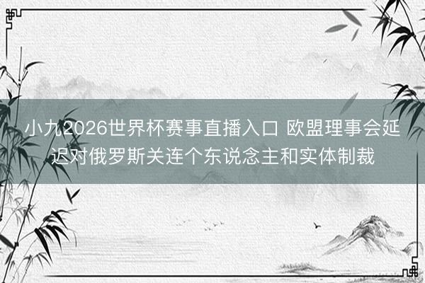 小九2026世界杯赛事直播入口 欧盟理事会延迟对俄罗斯关连个东说念主和实体制裁