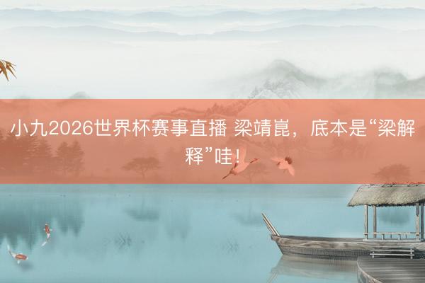 小九2026世界杯赛事直播 梁靖崑，底本是“梁解释”哇！